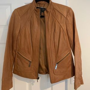 Bernardo 100% Genuine Leather Jacket- Tan- Small